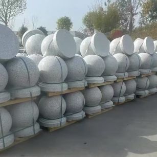 眉山 白麻花岗岩石材圆球，石球，挡车球，隔离球，景观石球，风水球等