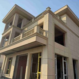 眉山 黄金麻花岗岩石材荔枝面外墙干挂效果展示