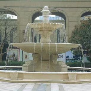 眉山 黄金麻花岗岩异型加工——户外庭院石雕流水喷泉