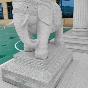 眉山 白麻花岗岩动物异形石雕-大象