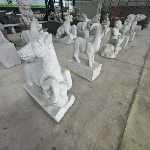 眉山 芝麻白花岗岩造型立体雕刻——十二生肖