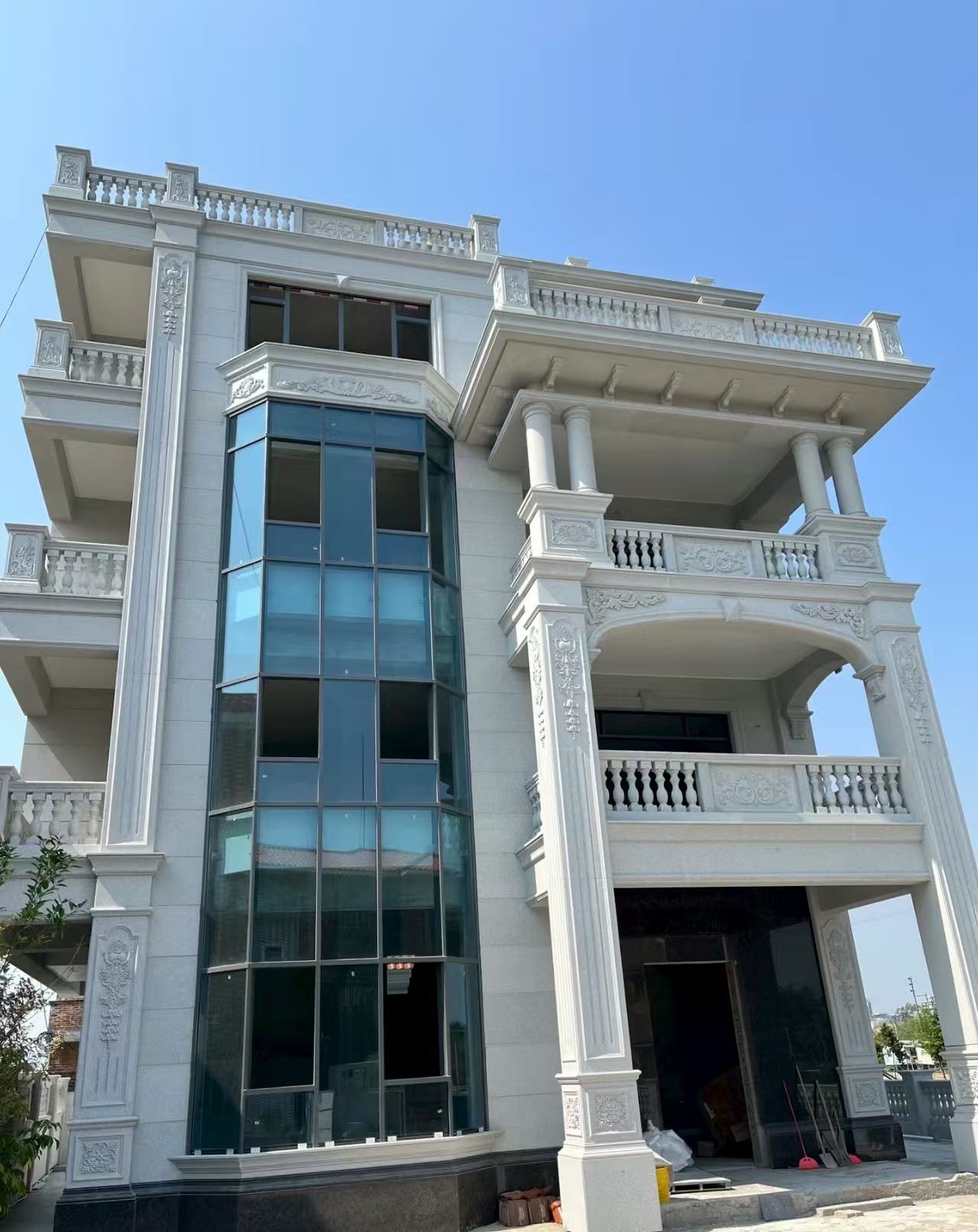 眉山 白麻花岗岩别墅外墙干挂效果展示