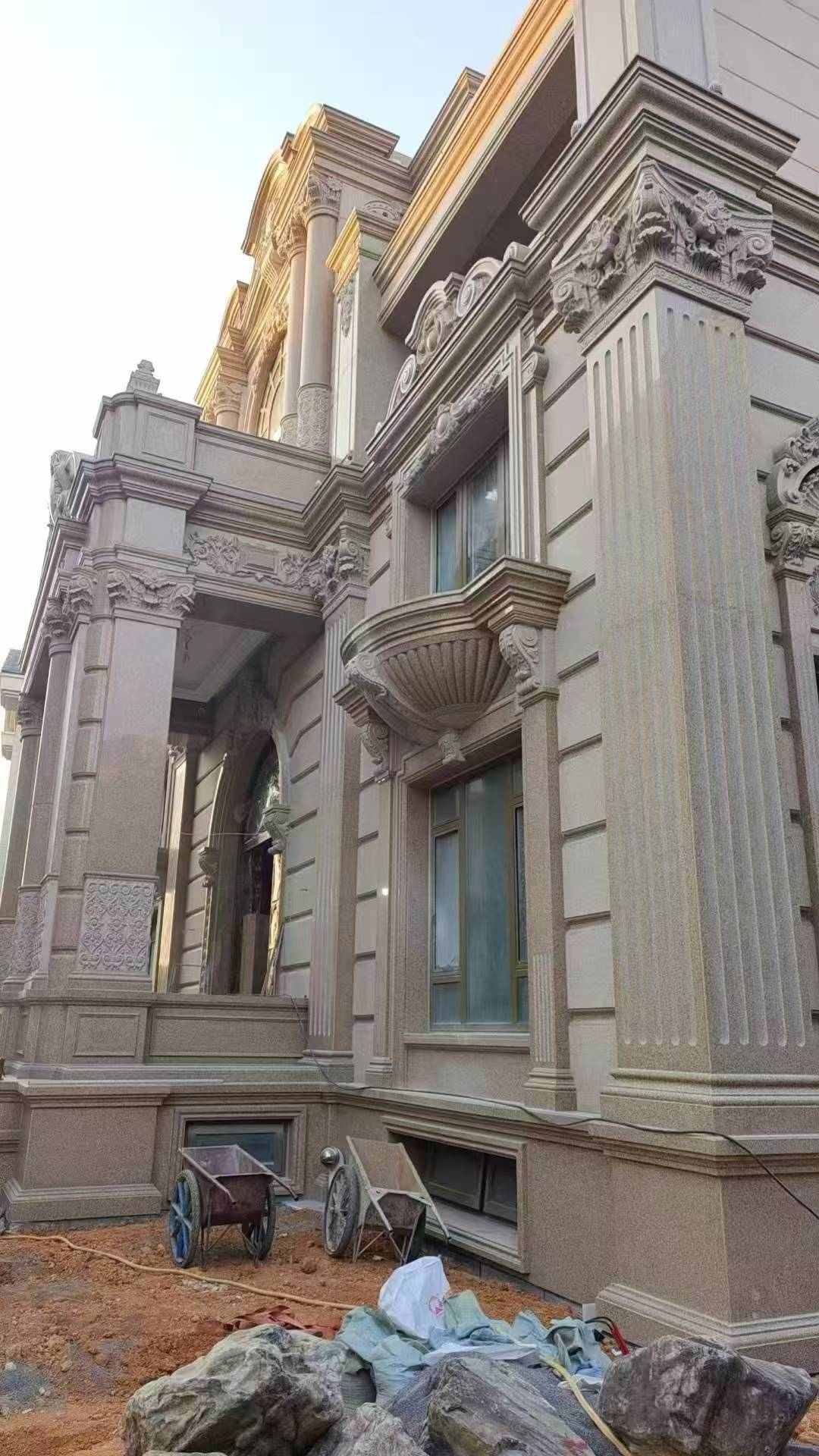 眉山 黄金麻花岗岩光面别墅外墙干挂施工完成