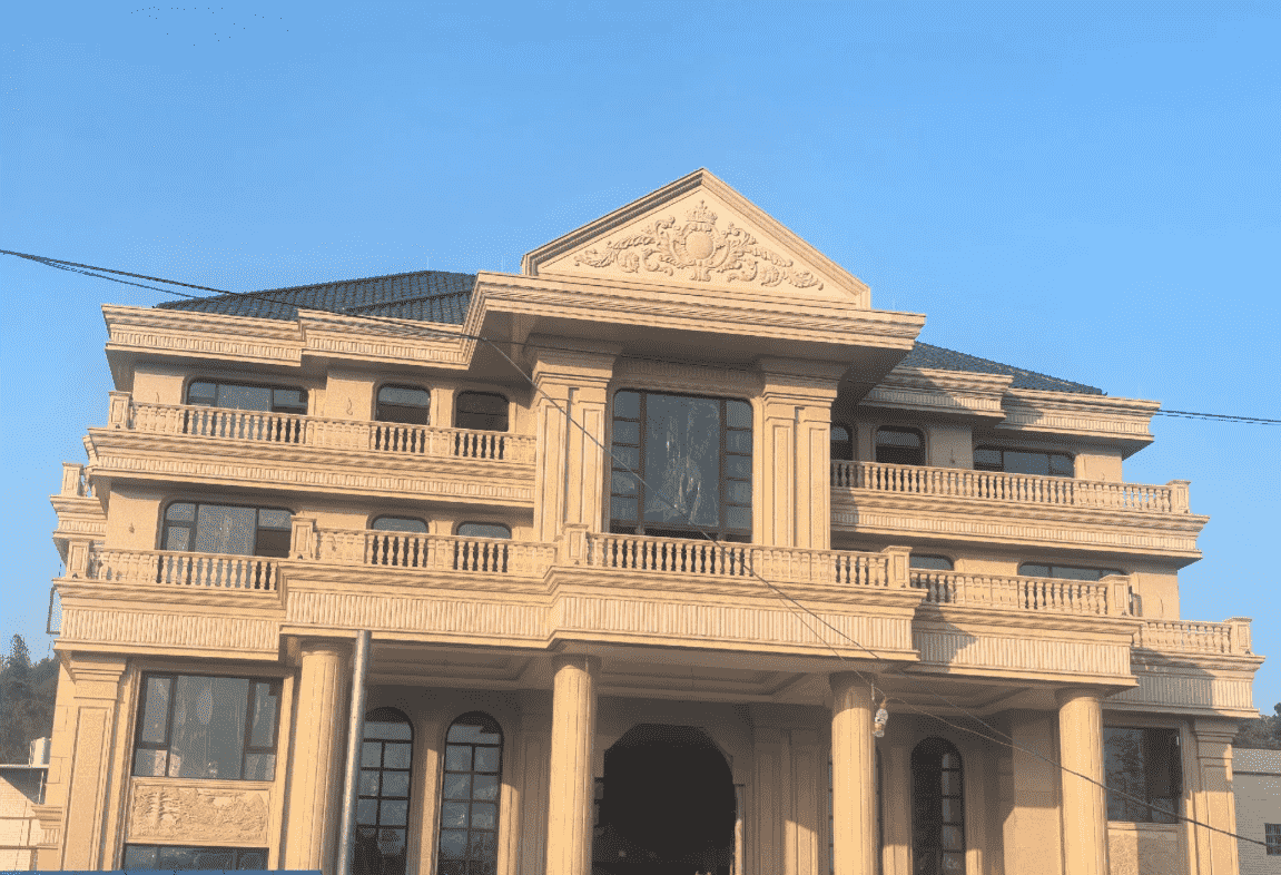 眉山黄金麻别墅外墙干挂石材效果示例